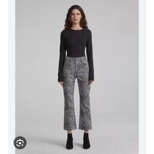 Rag & Bone Hana Cheetah Print Crop Jeans Gray & Black Size 30 Flocke Leopard Pri